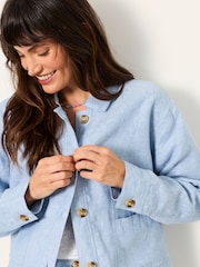FatFace Darcy Blue Linen Jacket - Image 4 of 6