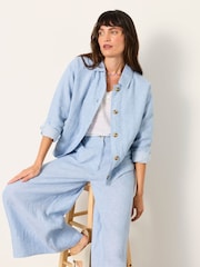 FatFace Darcy Blue Linen Jacket - Image 5 of 6