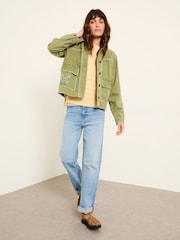 FatFace Grace Khaki Green Embroidered Jacket - Image 3 of 6