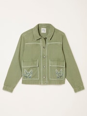 FatFace Grace Khaki Green Embroidered Jacket - Image 6 of 6
