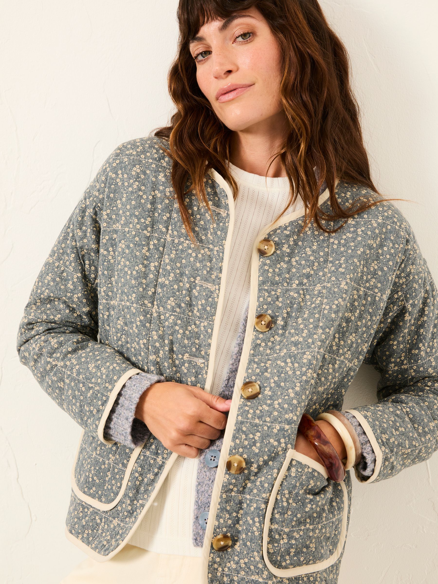 Buy FatFace Milly Blue Ditsy Quilted Jacket from the Next UK
