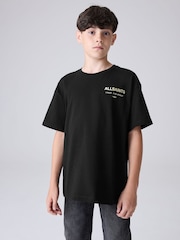 smALLSAINTS Black/Gold Oversized Underground Crew Cotton T-Shirt - Image 2 of 10