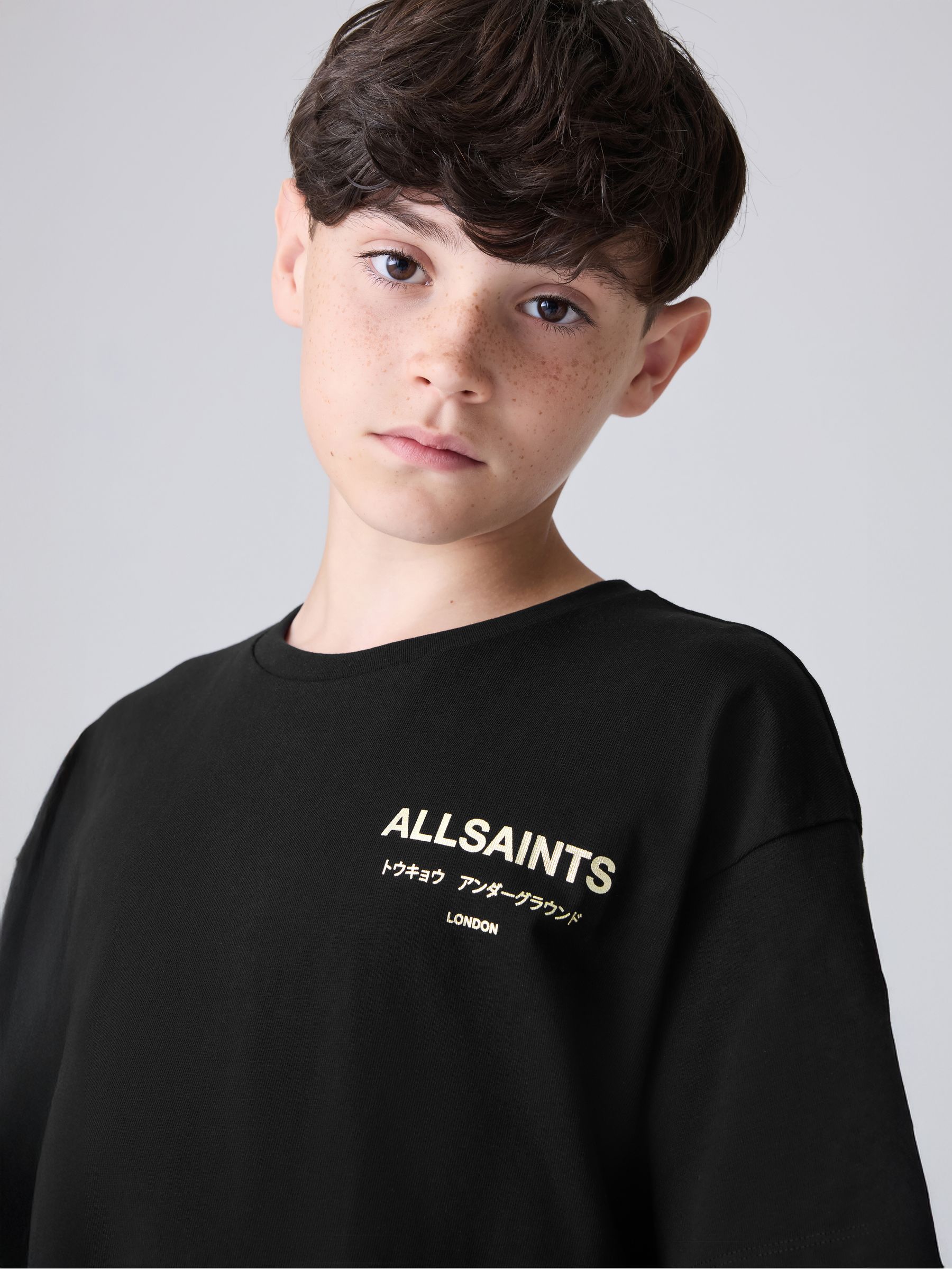Buy smALLSAINTS Black/Gold Oversized Underground Crew Neck Cotton