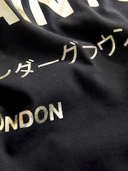 smALLSAINTS Black/Gold Oversized Underground Crew Cotton T-Shirt - Image 9 of 10