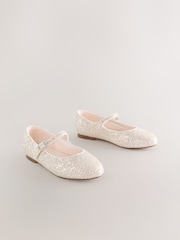 Ivory Glitter Mary Jane Flower Girl Occasion Shoes - Image 1 of 5
