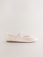 Ivory Glitter Mary Jane Flower Girl Occasion Shoes - Image 2 of 5