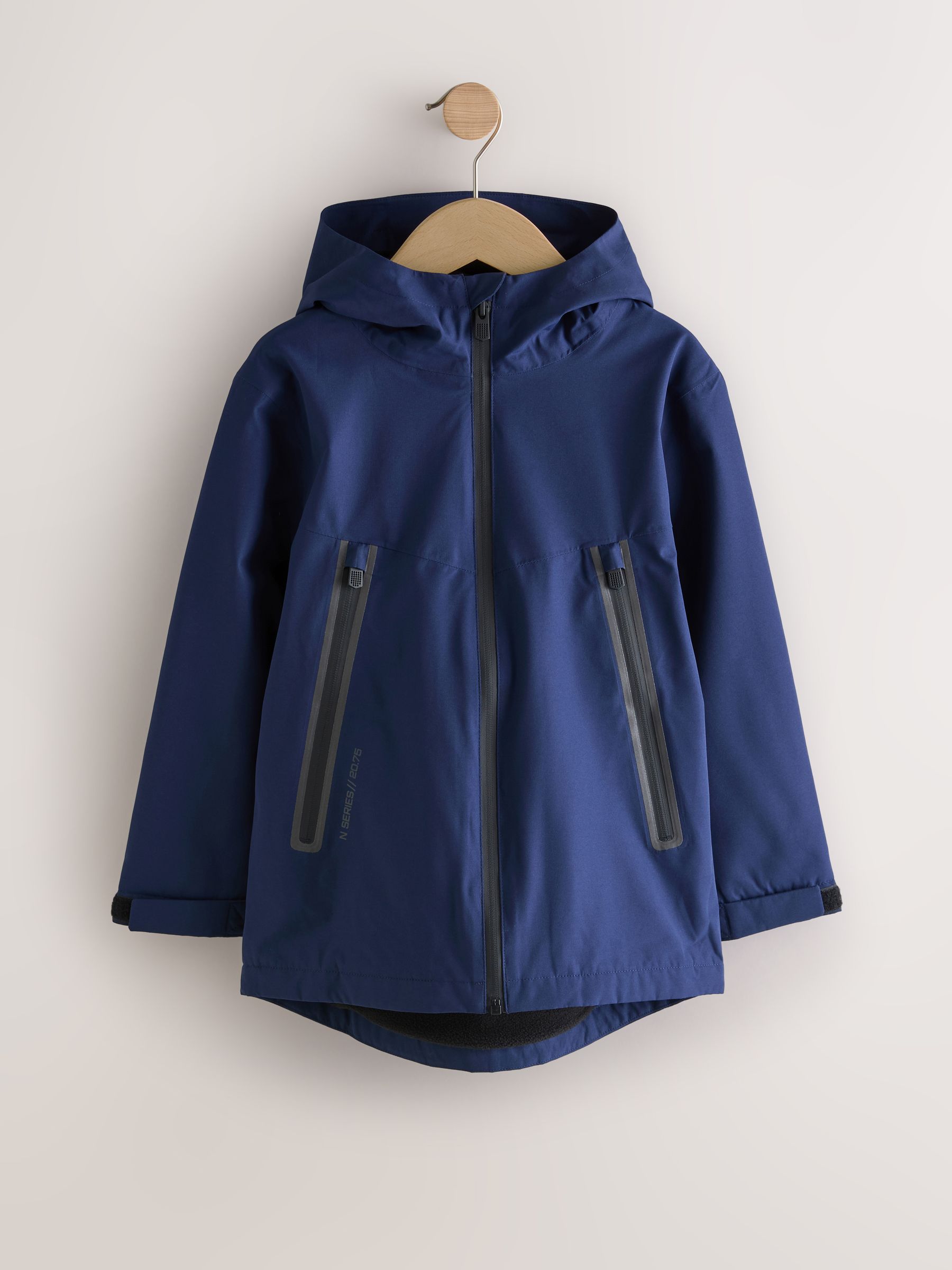 Buy Navy Blue Waterproof Fleece Lined Hooded Jacket (3-17yrs) from