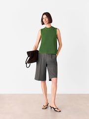 Whistles Green Cotton Back Detail Ribbed Tank Jumper - Image 1 of 5