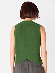 Whistles Green Cotton Back Detail Ribbed Tank Jumper - Image 2 of 5