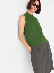 Whistles Green Cotton Back Detail Ribbed Tank Jumper - Image 3 of 5