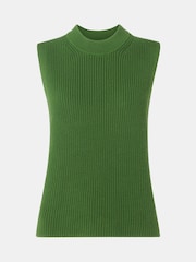 Whistles Green Cotton Back Detail Ribbed Tank Jumper - Image 5 of 5