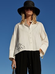 Whistles Leaf Embroidered Cotton Shirt - Imagem 1 de 5