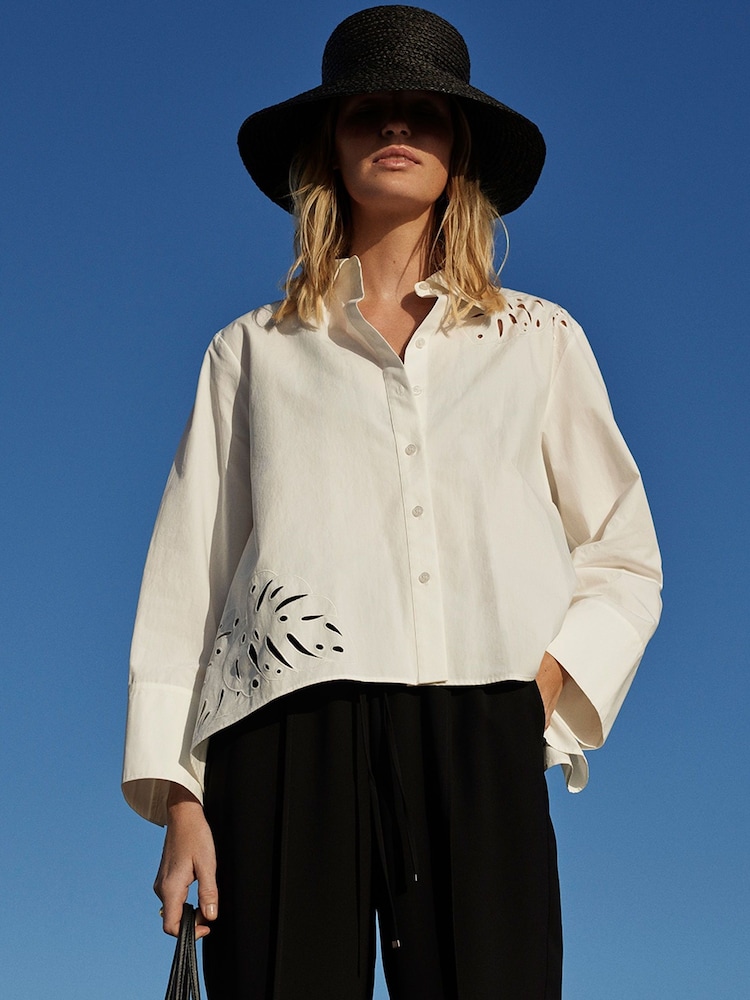 Whistles Leaf Embroidered Cotton Shirt - Imagem 1 de 5