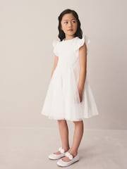 Laura Ashley Ivory Textured Godet Dress - Image 3 of 11