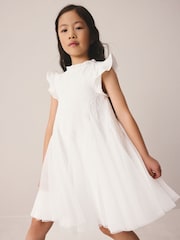 Laura Ashley Ivory Textured Godet Dress - Image 4 of 11