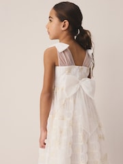 Laura Ashley Ivory Embroidered Mesh Bow Dress - Image 5 of 7