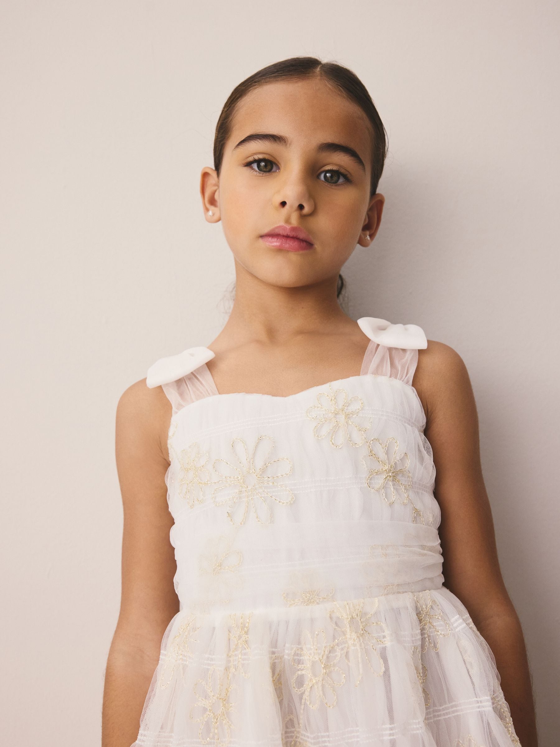 Buy Laura Ashley Ivory Embroidered Mesh Bow Dress from Next Romania
