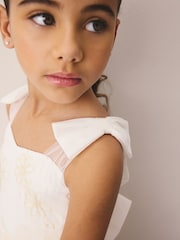 Laura Ashley Ivory Embroidered Mesh Bow Dress - Image 7 of 7