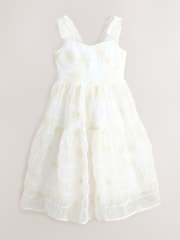 Laura Ashley Ivory Embroidered Mesh Bow Dress - Image 8 of 11