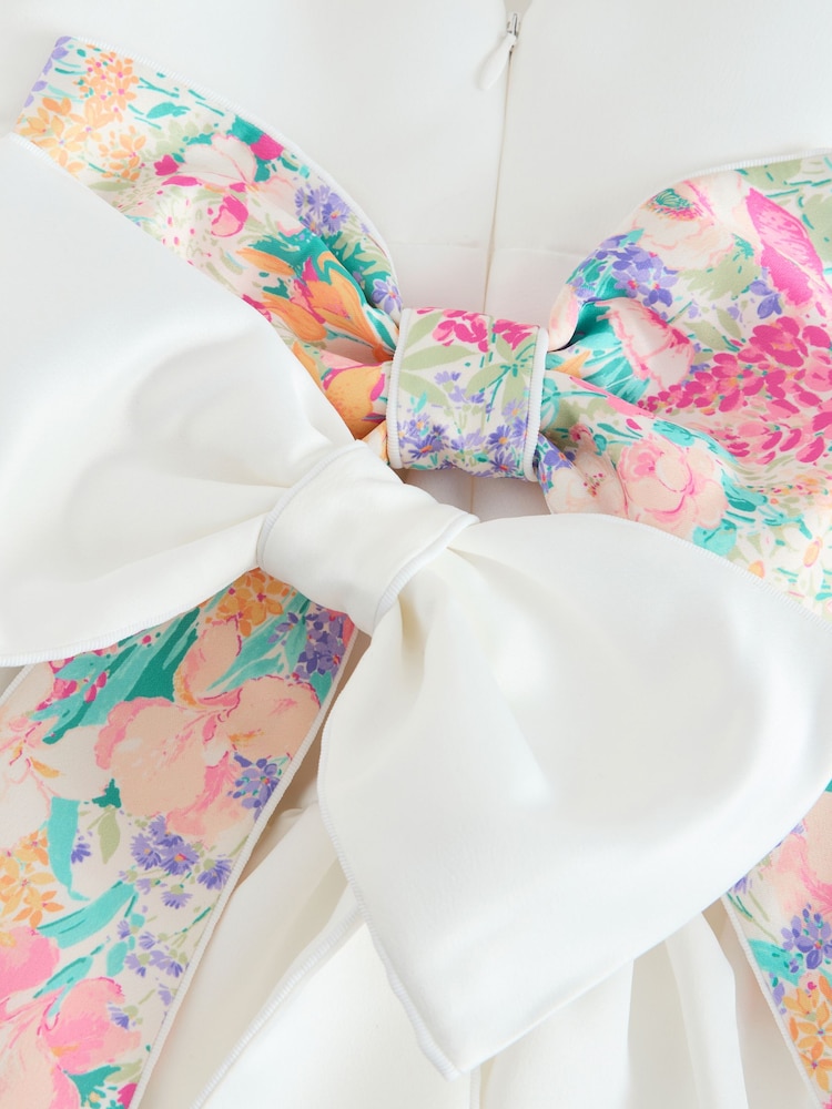 Laura Ashley White Bow Back Satin Dress - Image 12 of 12 Laura Ashley White Bow Back Satin Dress - Image 12 of 12