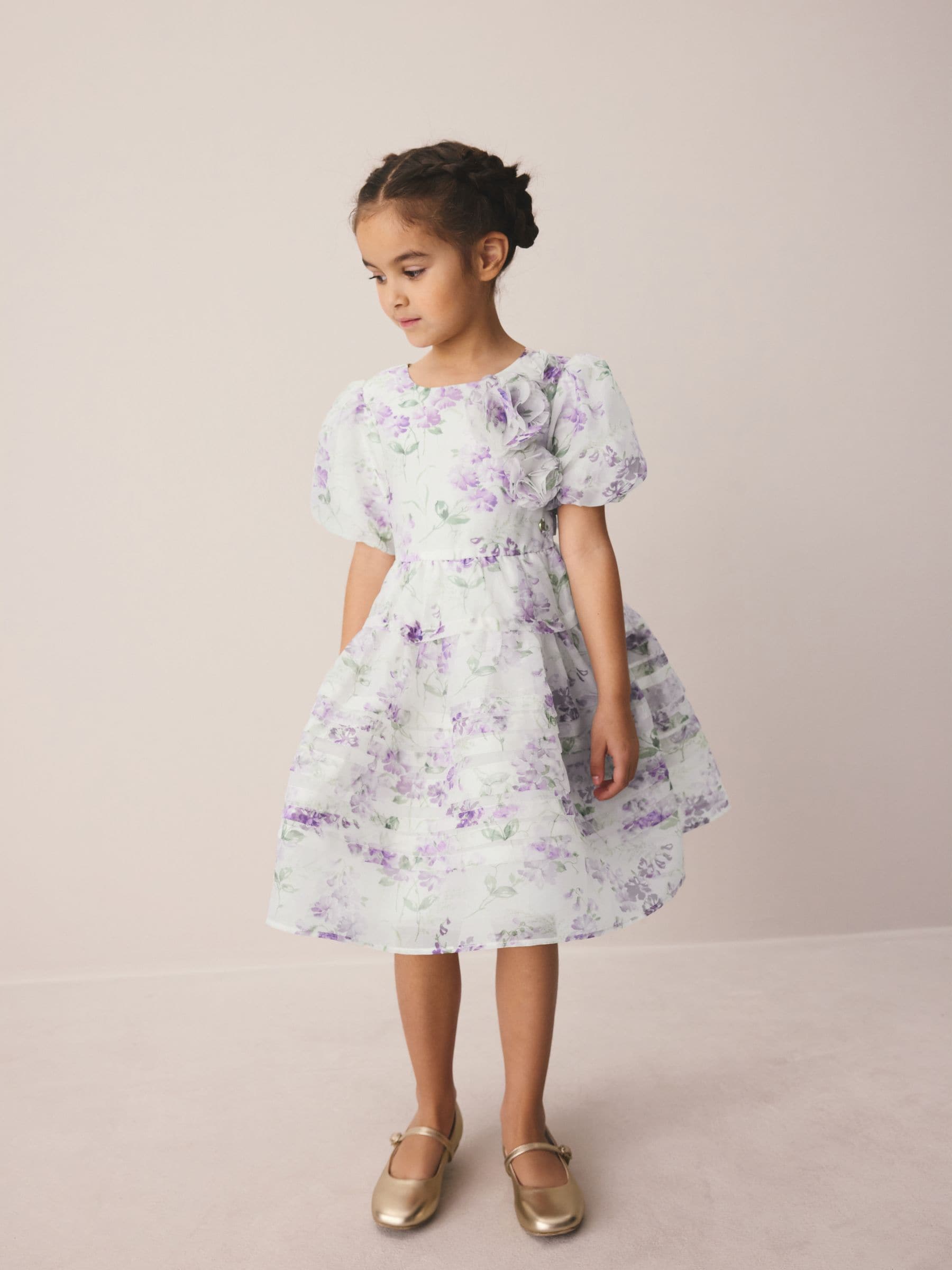 Buy Laura Ashley Purple Polly Corsage Organza Pintuck Dress from