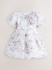 Purple Polly - Laura Ashley Corsage Organza Pintuck Dress - Imaginea 10 din 13