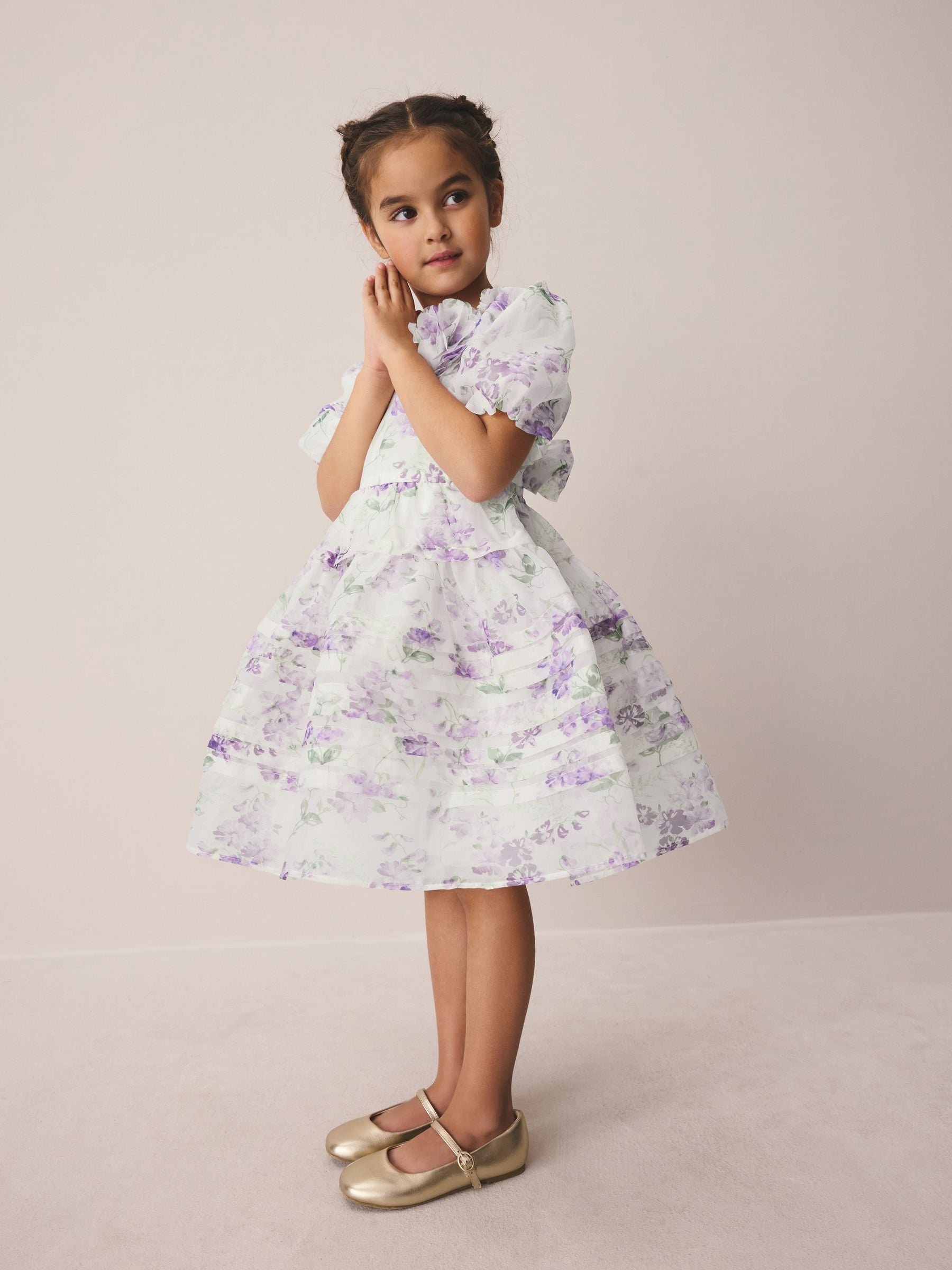 Buy Laura Ashley Purple Polly Corsage Organza Pintuck Dress from