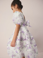 Purple Polly - Laura Ashley Corsage Organza Pintuck Dress - Imaginea 6 din 13