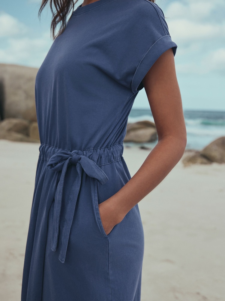 Womens Next Washed Blue Jersey Sarong Tie T-Shirt Dress US 22 Womens Next Washed Blue Jersey Sarong Tie T-Shirt Dress US 22