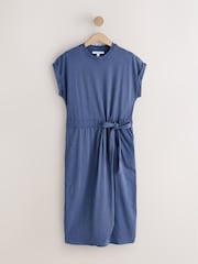 Washed Blue Jersey Sarong Tie T-Shirt Dress - Image 5 of 7