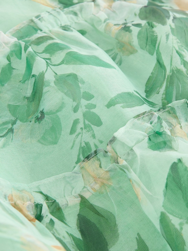 Laura Ashley Green Elowen Peony Frill Tiered Organza Dress - Image 11 of 11 Laura Ashley Green Elowen Peony Frill Tiered Organza Dress - Image 11 of 11