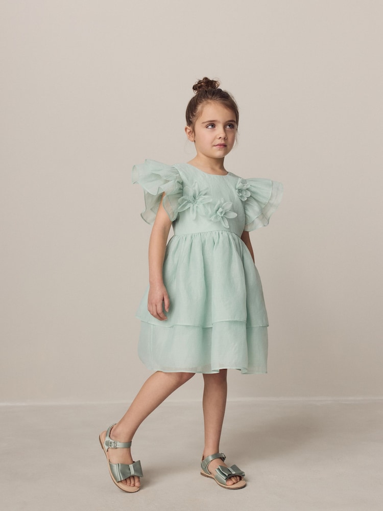 Laura Ashley Mint Green Petal Flower Dress - Image 1 of 6