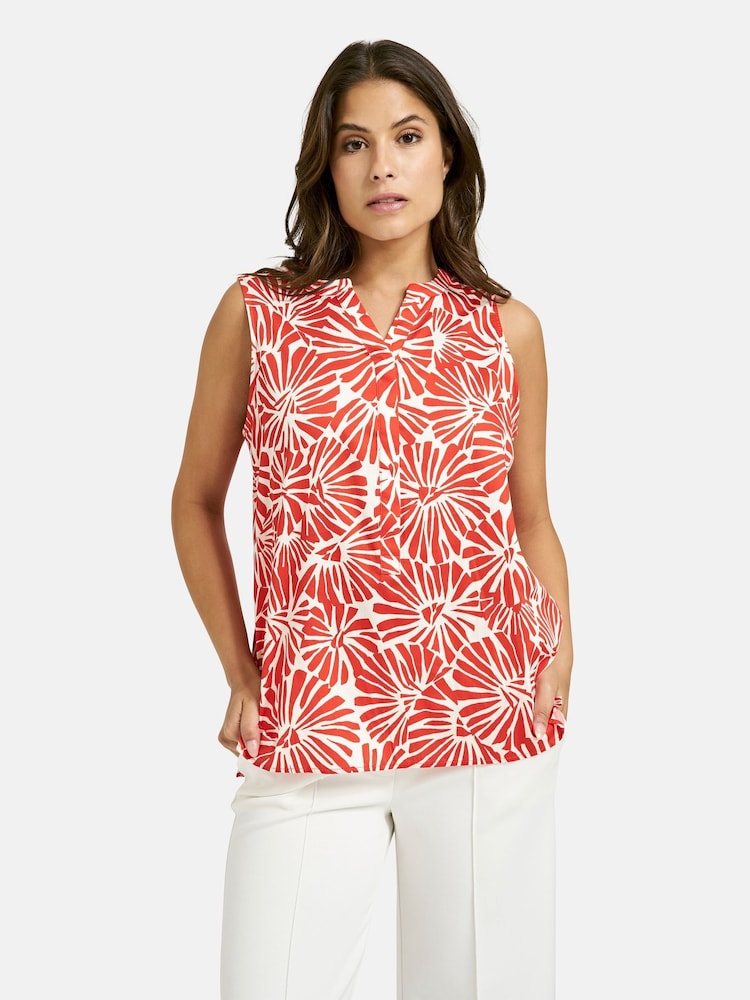 Smith & Soul Orange Sleeveless V-Neck Cotton Blouse - Image 1 of 4