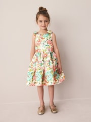 Laura Ashley Bright Lavington Bloom Bow Back Satin Dress - Image 1 of 11