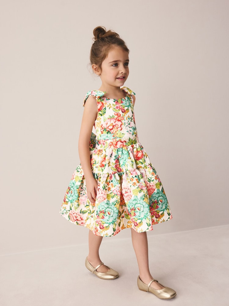 Laura Ashley Bright Lavington Bloom Bow Back Satin Dress - Image 2 of 11