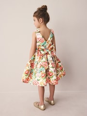 Laura Ashley Bright Lavington Bloom Bow Back Satin Dress - Image 4 of 11