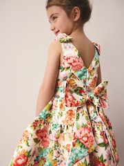 Laura Ashley Bright Lavington Bloom Bow Back Satin Dress - Image 6 of 11