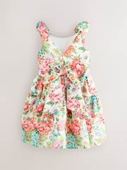 Laura Ashley Bright Lavington Bloom Bow Back Satin Dress - Image 8 of 11