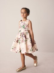 Laura Ashley Pink Rosemore Bow Back Satin Dress - Image 1 of 12