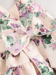 Laura Ashley Pink Rosemore Bow Back Satin Dress - Image 11 of 12