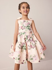 Laura Ashley Pink Rosemore Bow Back Satin Dress - Image 2 of 12