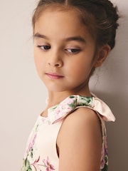 Laura Ashley Pink Rosemore Bow Back Satin Dress - Image 6 of 12