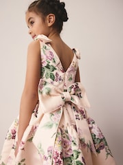 Laura Ashley Pink Rosemore Bow Back Satin Dress - Image 7 of 12