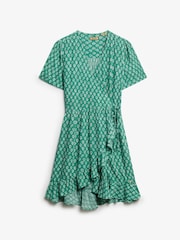 Superdry Green Short Sleeve Printed Mini Wrap Dress - Image 6 of 7