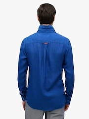 Superdry Blue Embroidered Vacation Linen Shirt - Image 2 of 6