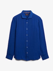 Superdry Blue Embroidered Vacation Linen Shirt - Image 5 of 6