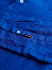 Superdry Blue Embroidered Vacation Linen Shirt - Image 6 of 6