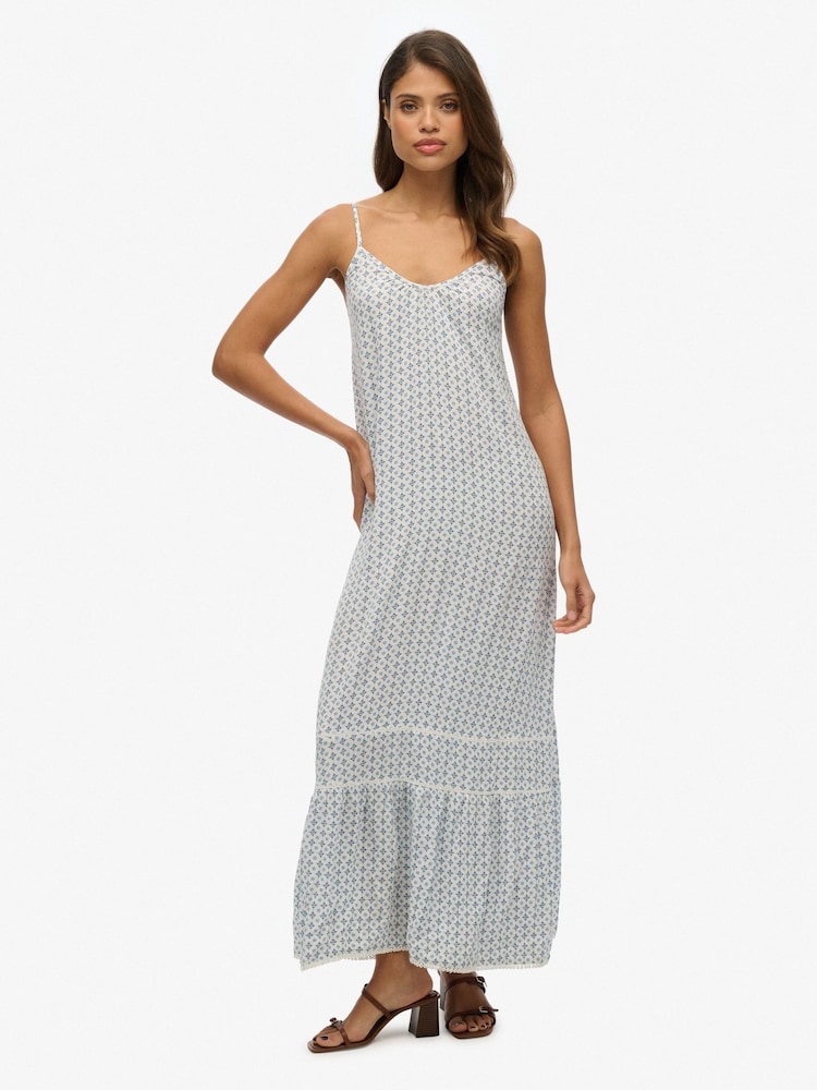 Superdry Blue Cami Maxi Dress - Image 1 of 7 Superdry Blue Cami Maxi Dress - Image 1 of 7