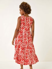 Roman Red Abstract Tiered Smock Dress - Image 3 of 5