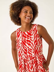 Roman Red Abstract Tiered Smock Dress - Image 5 of 5